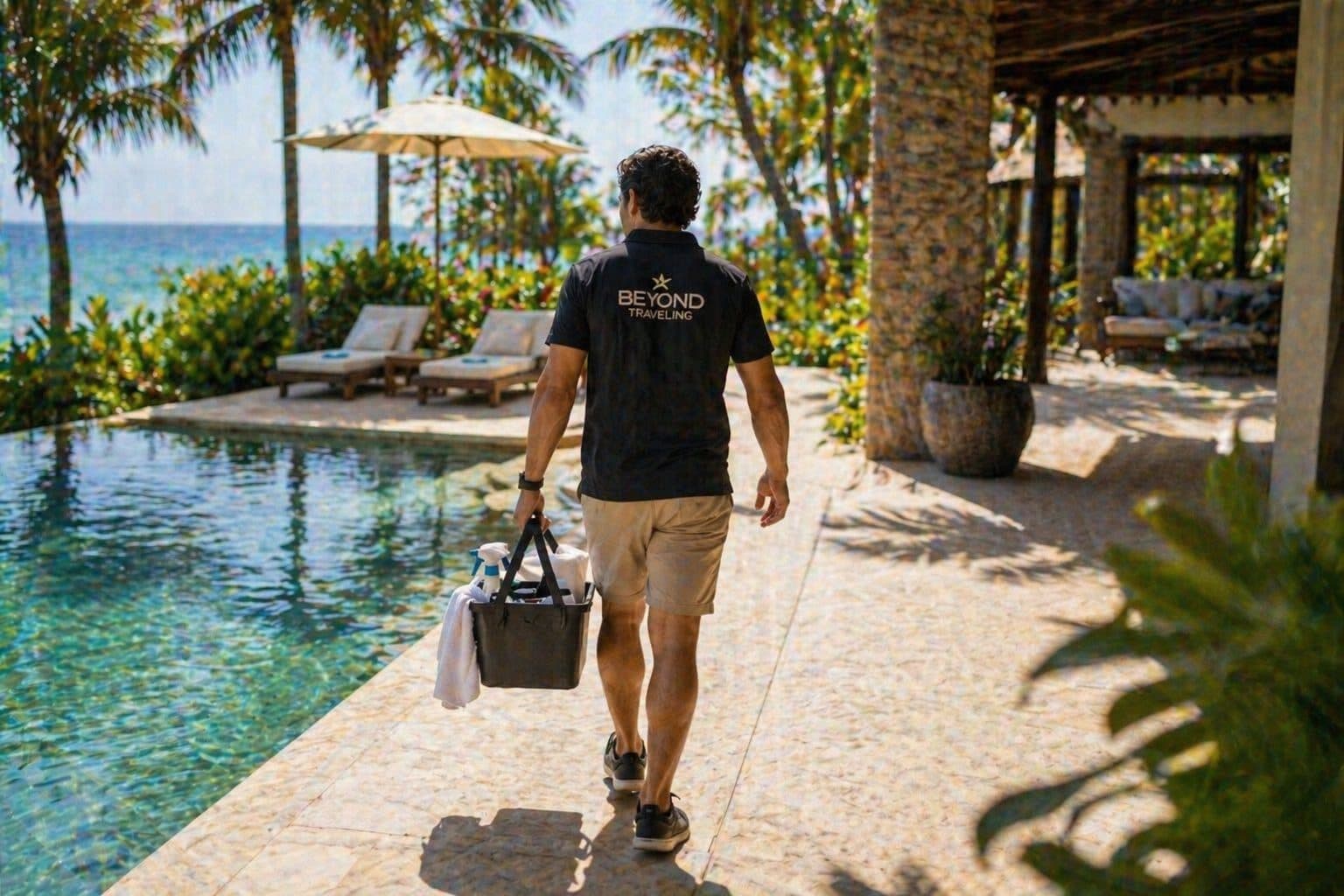 Beyond Traveling team member walking through a luxury property in Punta Mita
