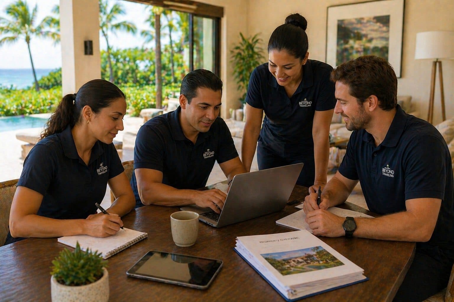 Beyond Traveling team discussing property management for a luxury home in Punta Mita